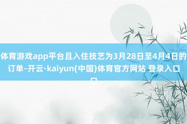 体育游戏app平台且入住技艺为3月28日至4月4日的订单-开云·kaiyun(中国)体育官方网站 登录入口