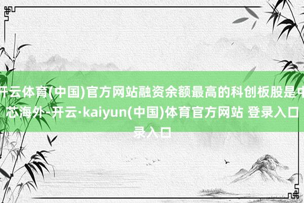 开云体育(中国)官方网站融资余额最高的科创板股是中芯海外-开云·kaiyun(中国)体育官方网站 登录入口