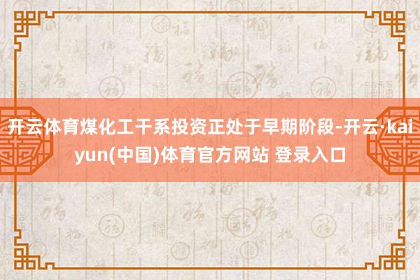 开云体育煤化工干系投资正处于早期阶段-开云·kaiyun(中国)体育官方网站 登录入口