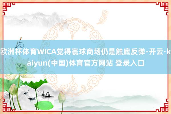 欧洲杯体育WICA觉得寰球商场仍是触底反弹-开云·kaiyun(中国)体育官方网站 登录入口