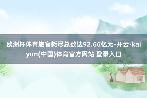 欧洲杯体育旅客耗尽总数达92.66亿元-开云·kaiyun(中国)体育官方网站 登录入口