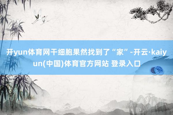 开yun体育网干细胞果然找到了“家”-开云·kaiyun(中国)体育官方网站 登录入口